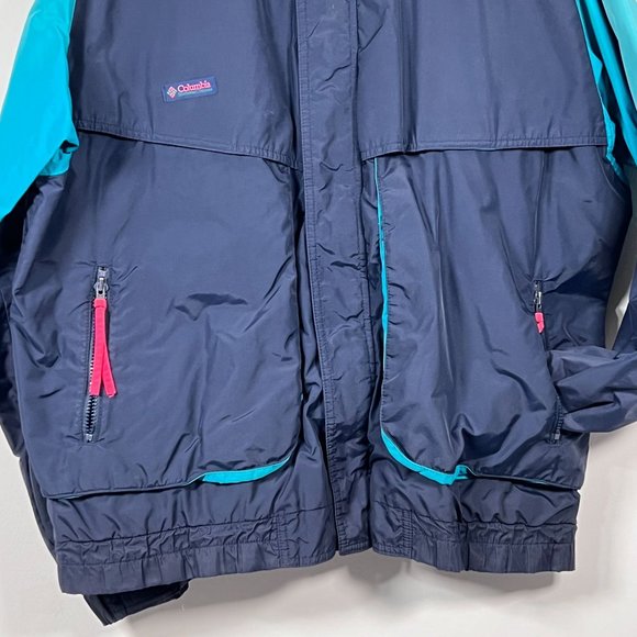 Columbia Powder Keg VTG 90's Ski Snowboard Jacket Men XL Shell ONLY Retro Teal - Picture 6 of 14